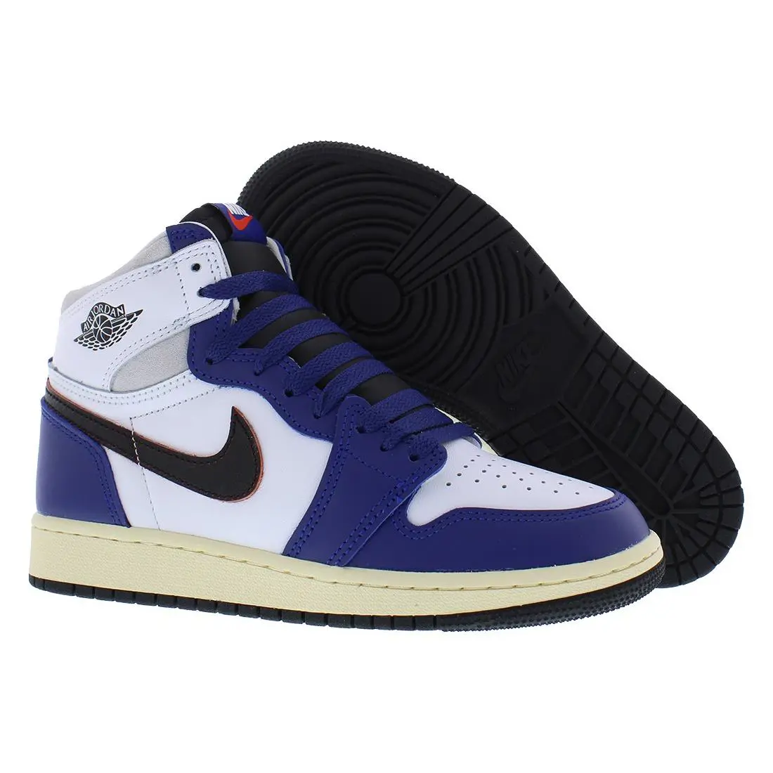 Nike Air Jordan 1 Retro High Og GS Boys Shoes - White/Navy/Black, Main: White