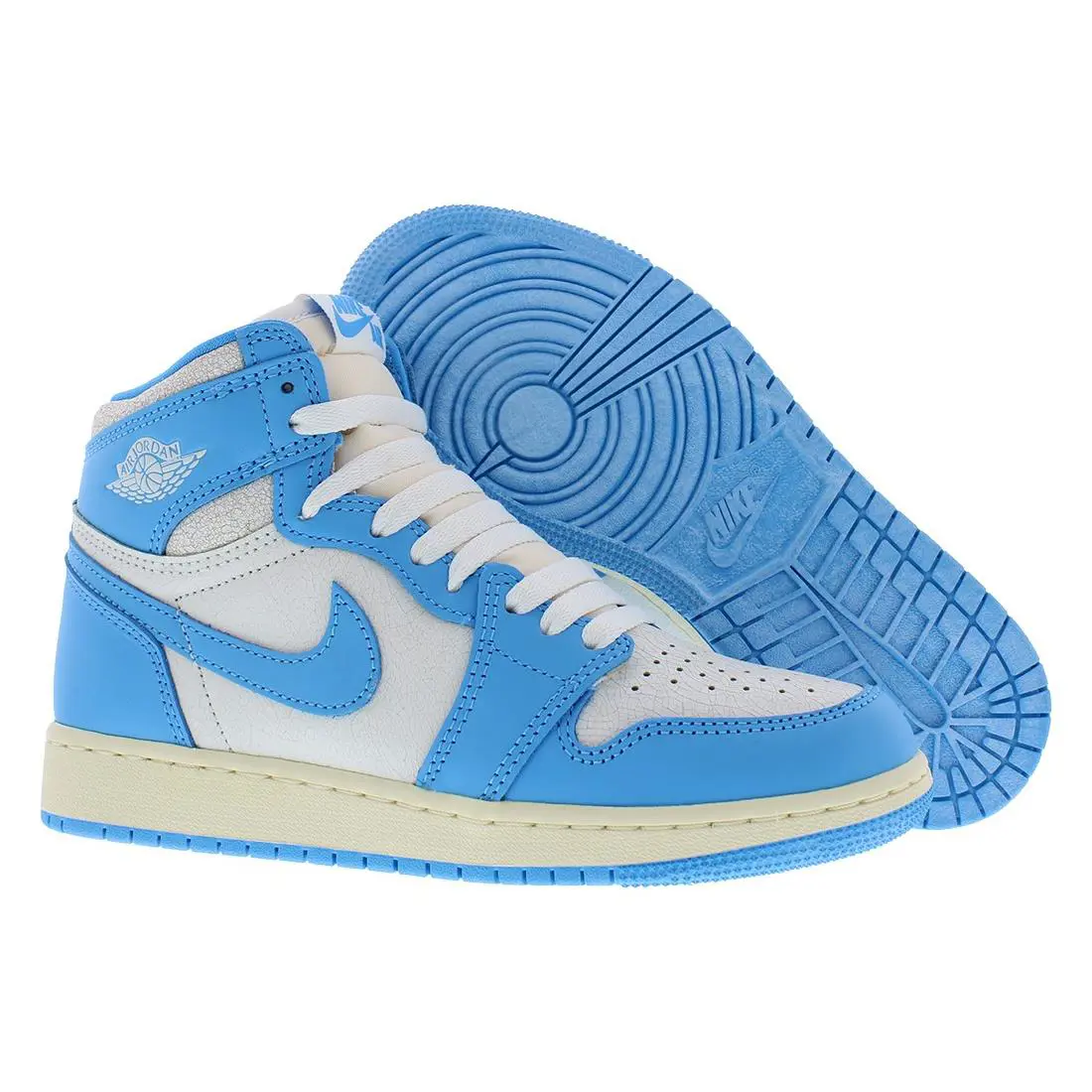 Nike Air Jordan 1 Retro High Og GS Boys Shoes - Cream/Blue, Main: Off-White