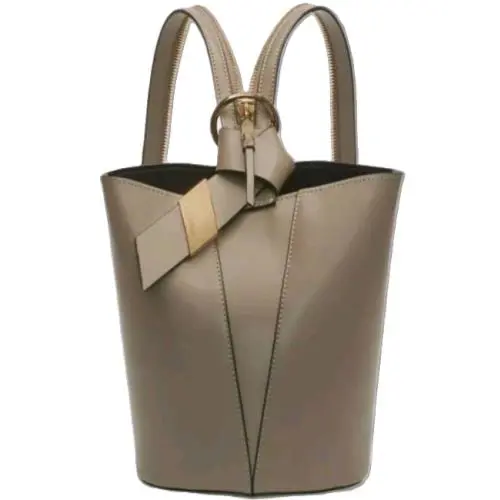 Calvin Klein Bucket Tote Convertible Backpack Taupe Leather W/wristlet