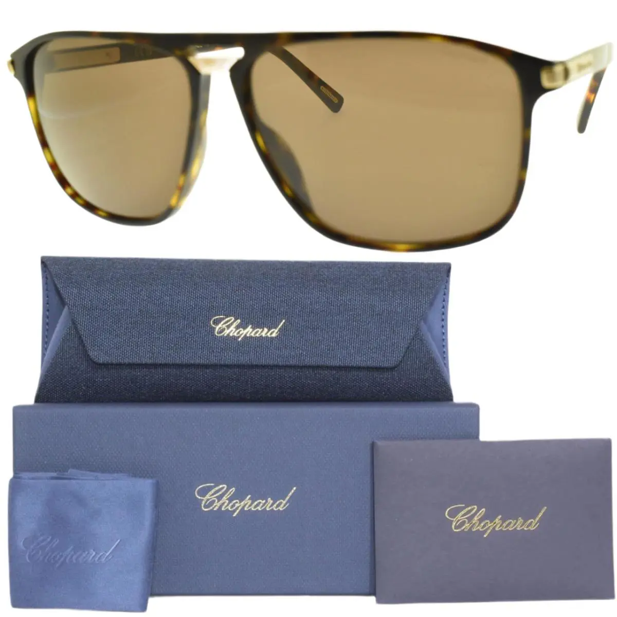 Chopard SCH293 0722 61-13-145 Tortoise Pilot Full Rim Womens Sunglasses