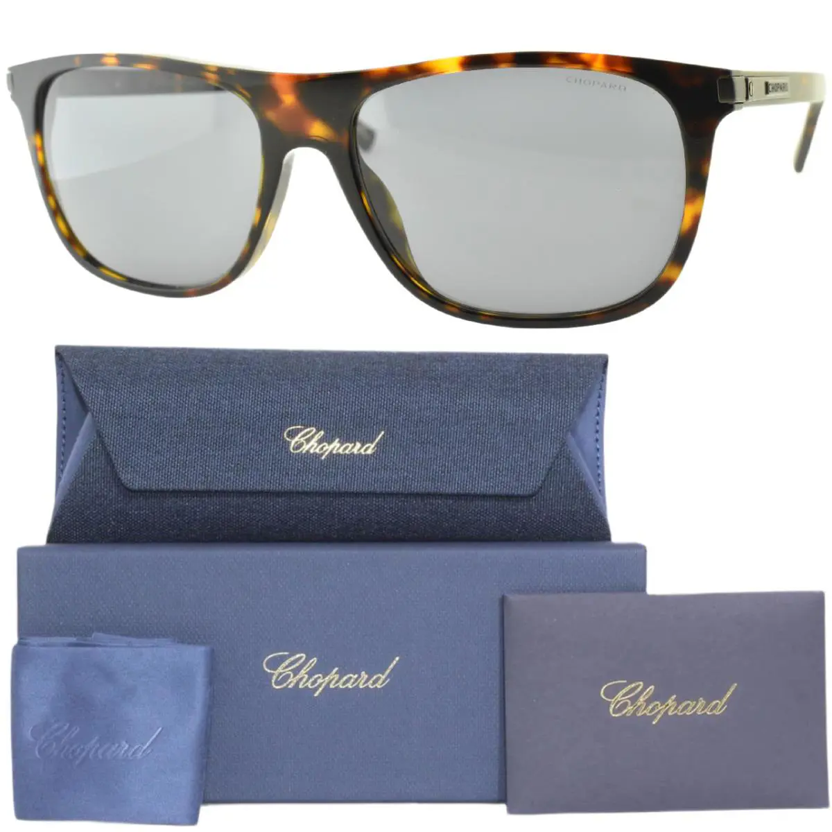 Chopard SCH294 722F 57-16-145 Havana Square Full Rim Unisex Sunglasses