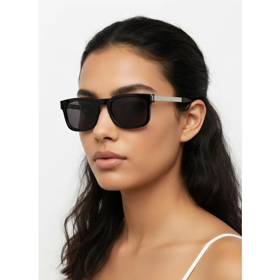 Saint Laurent Women 51mm Square Sunglasses Black Silver Black