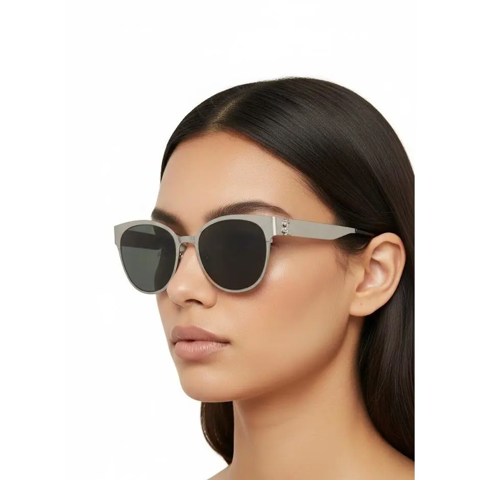 Saint Laurent Women 54mm Round Sunglasses Silver Silver Grey