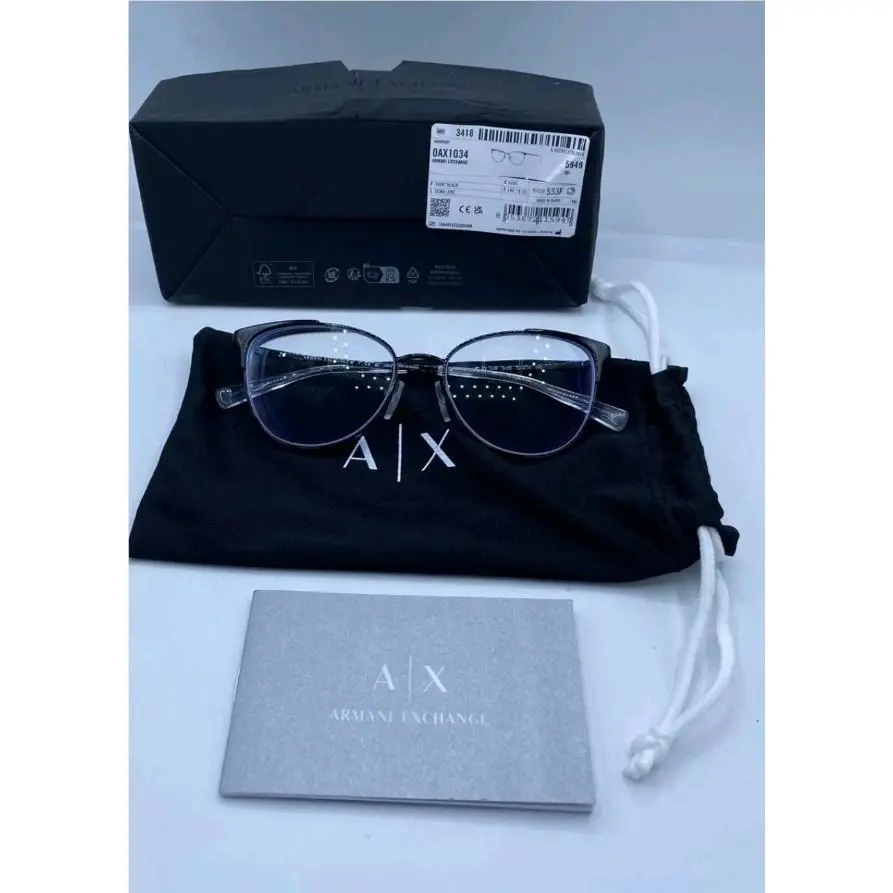 Armani Exchange Women`s Ax1034 Black 52-16-140mm Cat Eye Eyeglass Frames