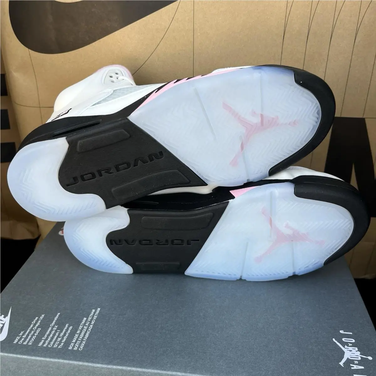 Nike shoes - Air Jordan 5 - Air - HQ7980-102 - White/Medium Soft Pink/Black 5
