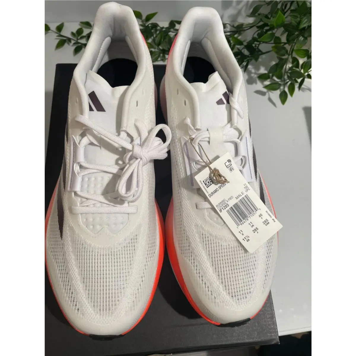 Adidas Duramo Speed M Mens Running Shoes 11.5 White Pink Lightweight Mesh Upper