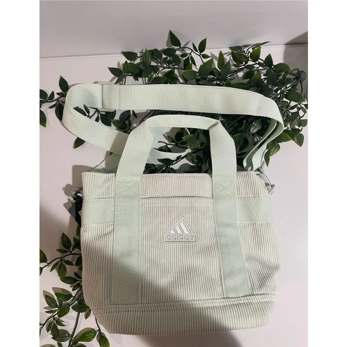 Adidas Mini Tote Bag Mint Corduroy with Adjustable Strap Dual Handles
