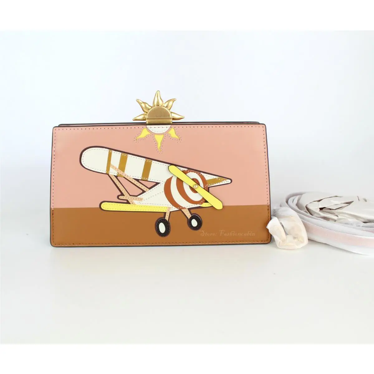 Tory Burch Unique Frame Plane-appliqué Leather Crossbody Bag Pink Moon