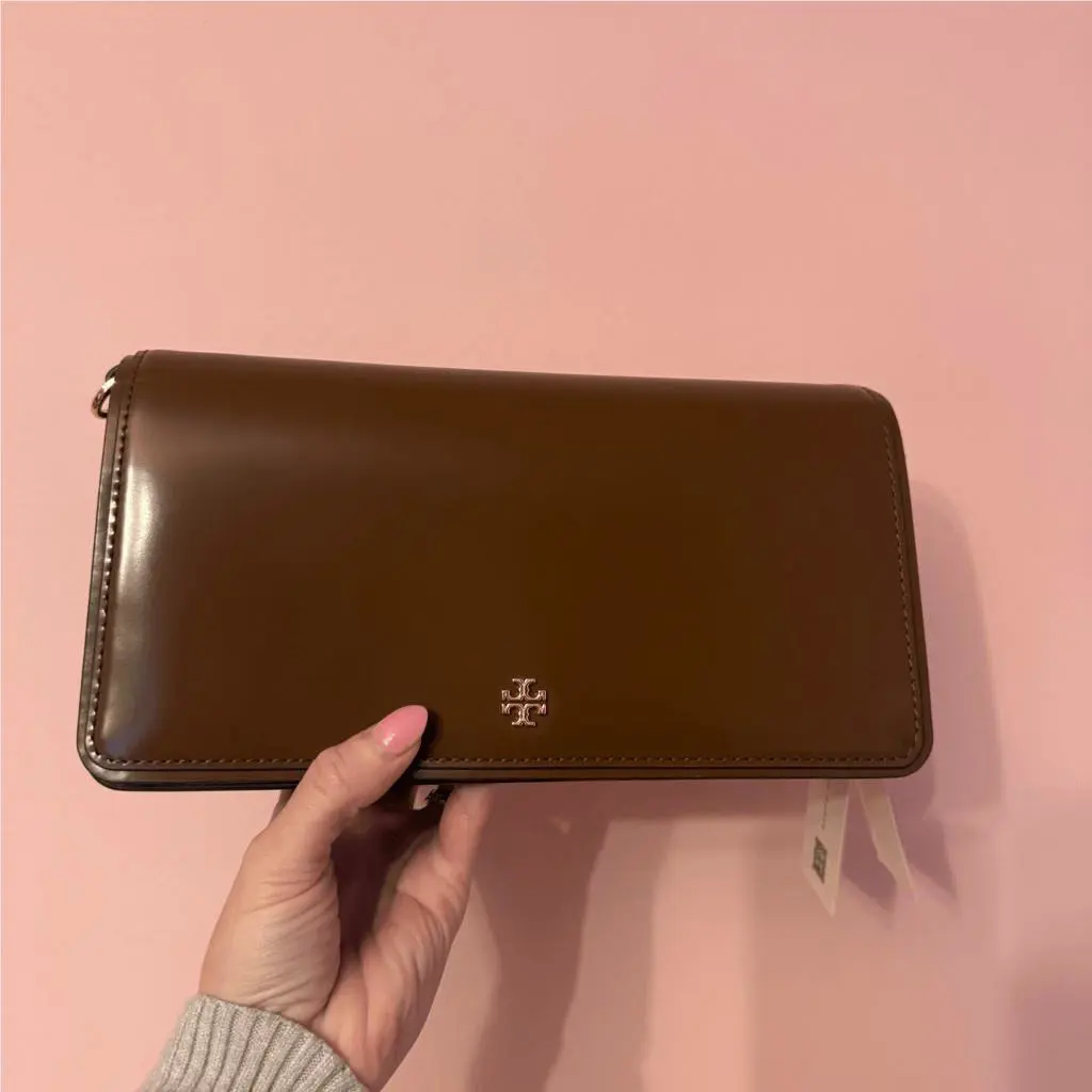 Tory Burch Tory Burch Emerson Convertible Crossbody Patent Brown