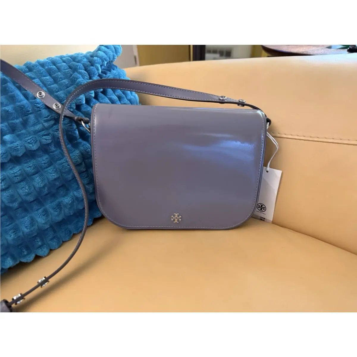 Tory Burch Emmerson Saffiano Leather Mauve Purple Crossbody Bag Purse