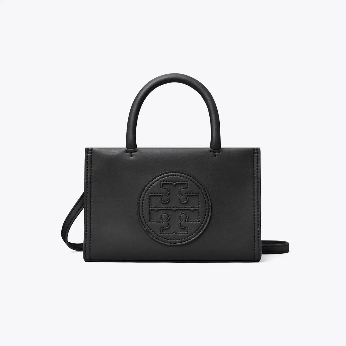 Tory Burch Womens Black Ella Bio Leather Tote Handbag Purse 19965-1