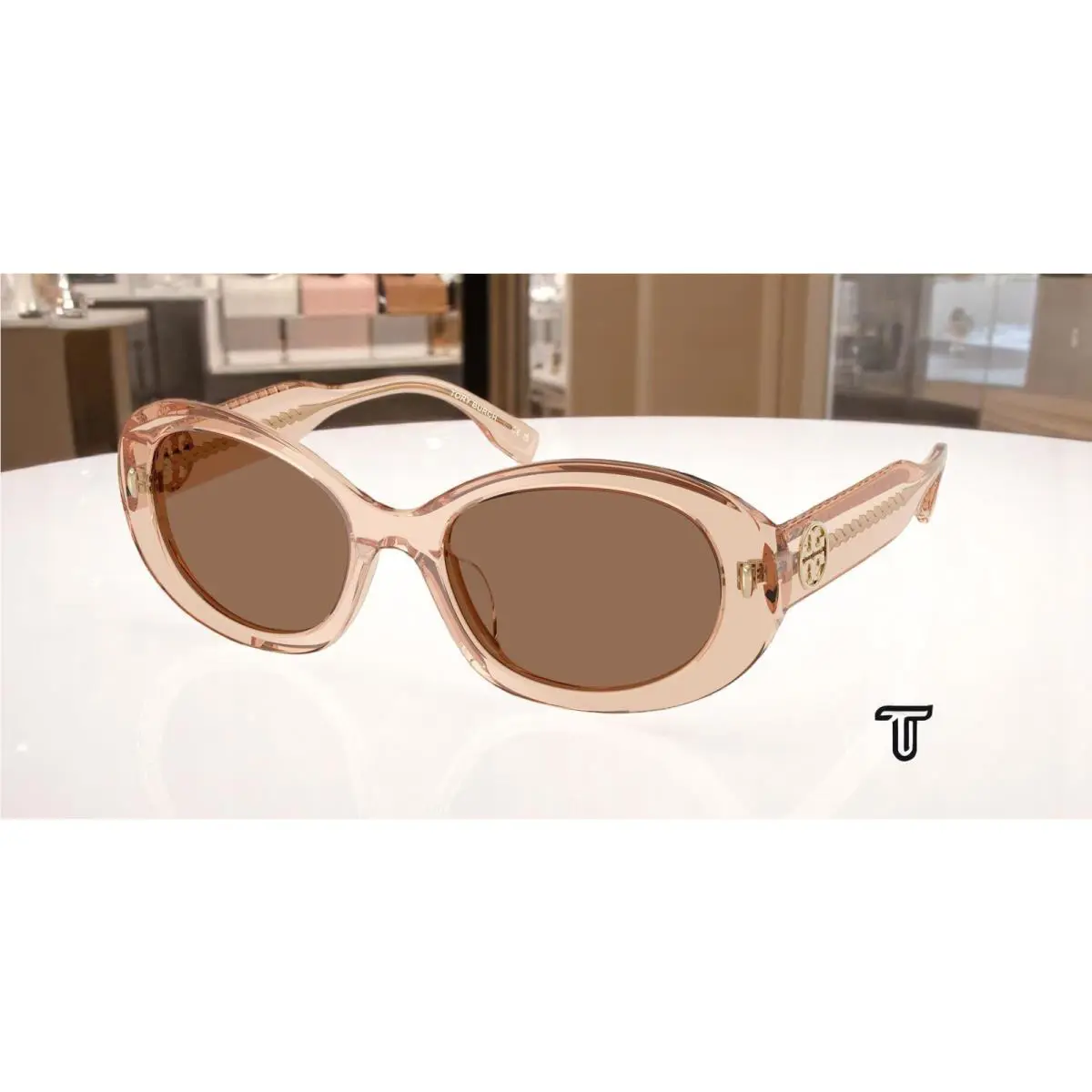 Tory Burch TY7214U 195473 Transparent Brown Dark Brown 53 mm Women`s Sunglasses