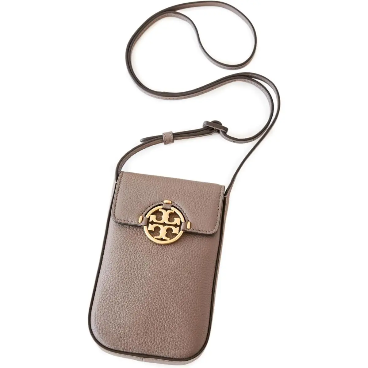 Tory Burch Womens Mushroom Brown Leather Miller Phone Crossbody Wallet Bag 19959
