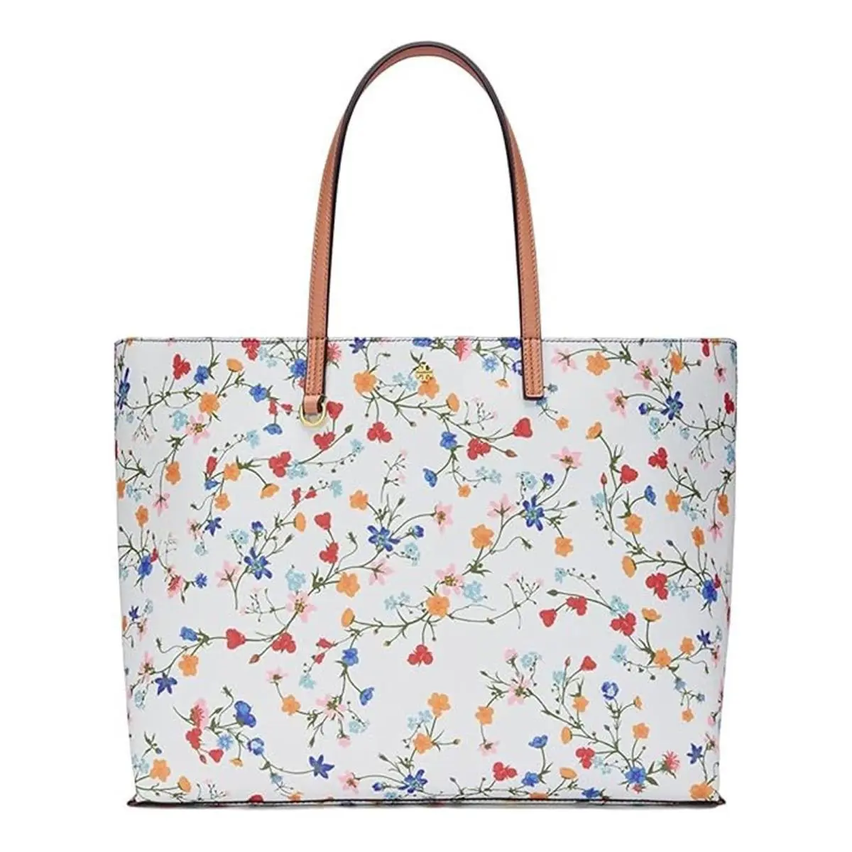 Tory Burch Kerrington Square Delphi Floral Tote Bag Large Handbag White Purse NW
