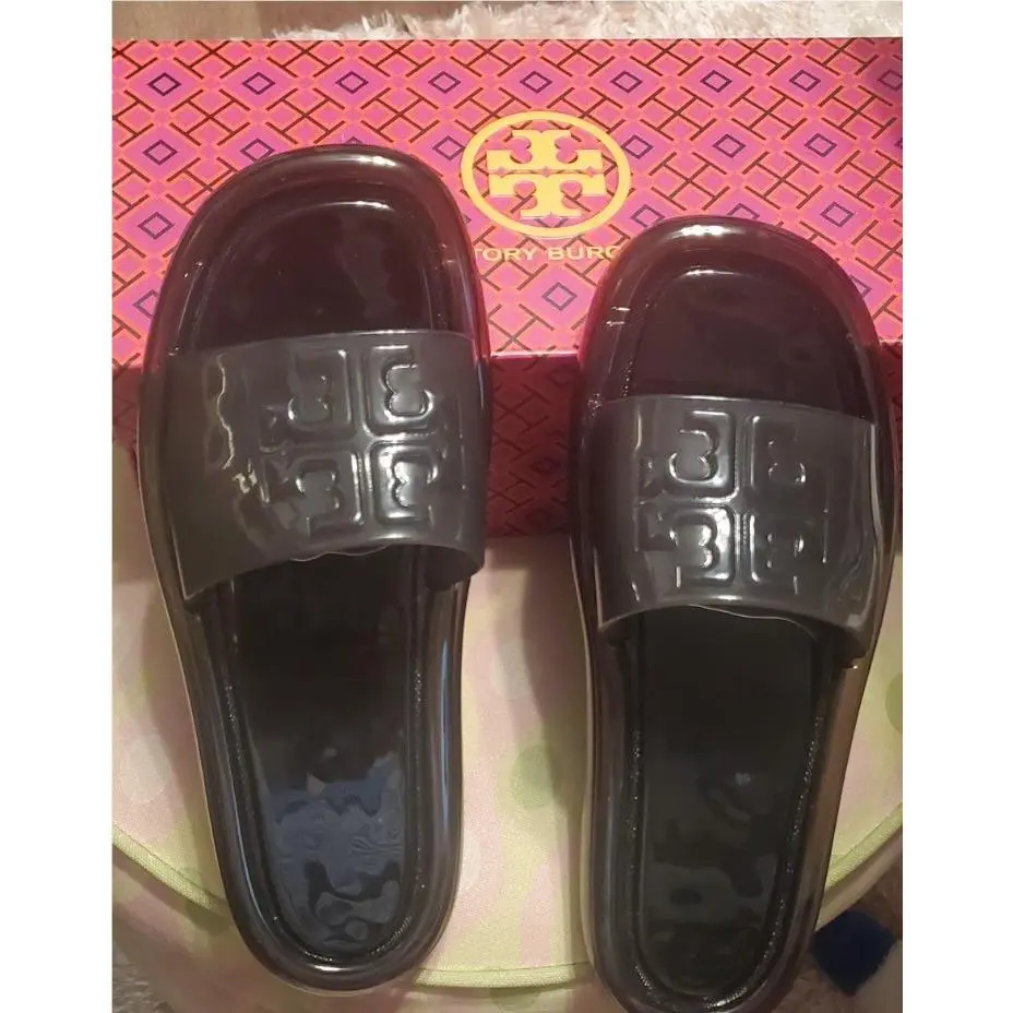 Tory Burch Bubble Jelly Slides Black Size 8 Cushion Waterproof