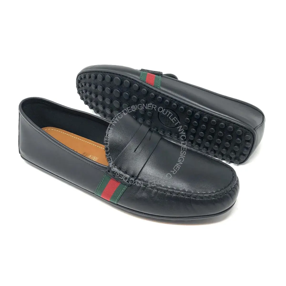 Gucci Mens Black Leather Drivers Sizes 6.5-15 Gucci - Black