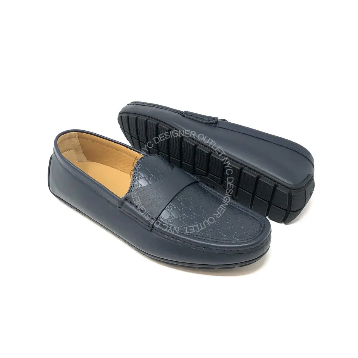 Gucci Mens Blue Leather Drivers Sizes 6.5-11 Gucci - Blue
