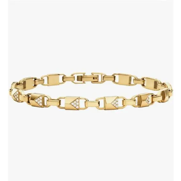 Michael Kors 14K Gold Plated Sterling Silver Pave Mercer Link Bracelet