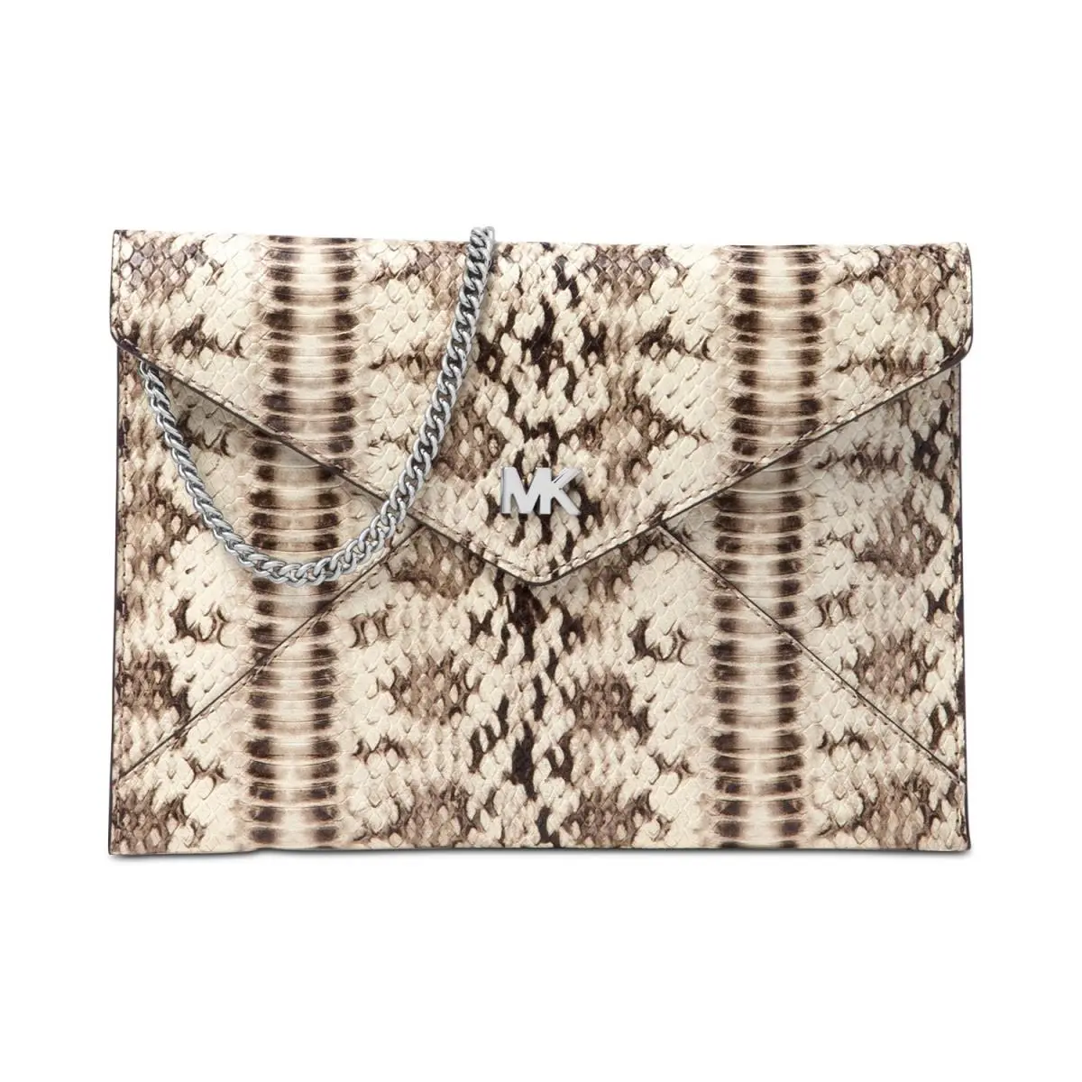 Python Embossed Natural Leather Barbara Medium Envelope Clutch Bag by Michael Kors