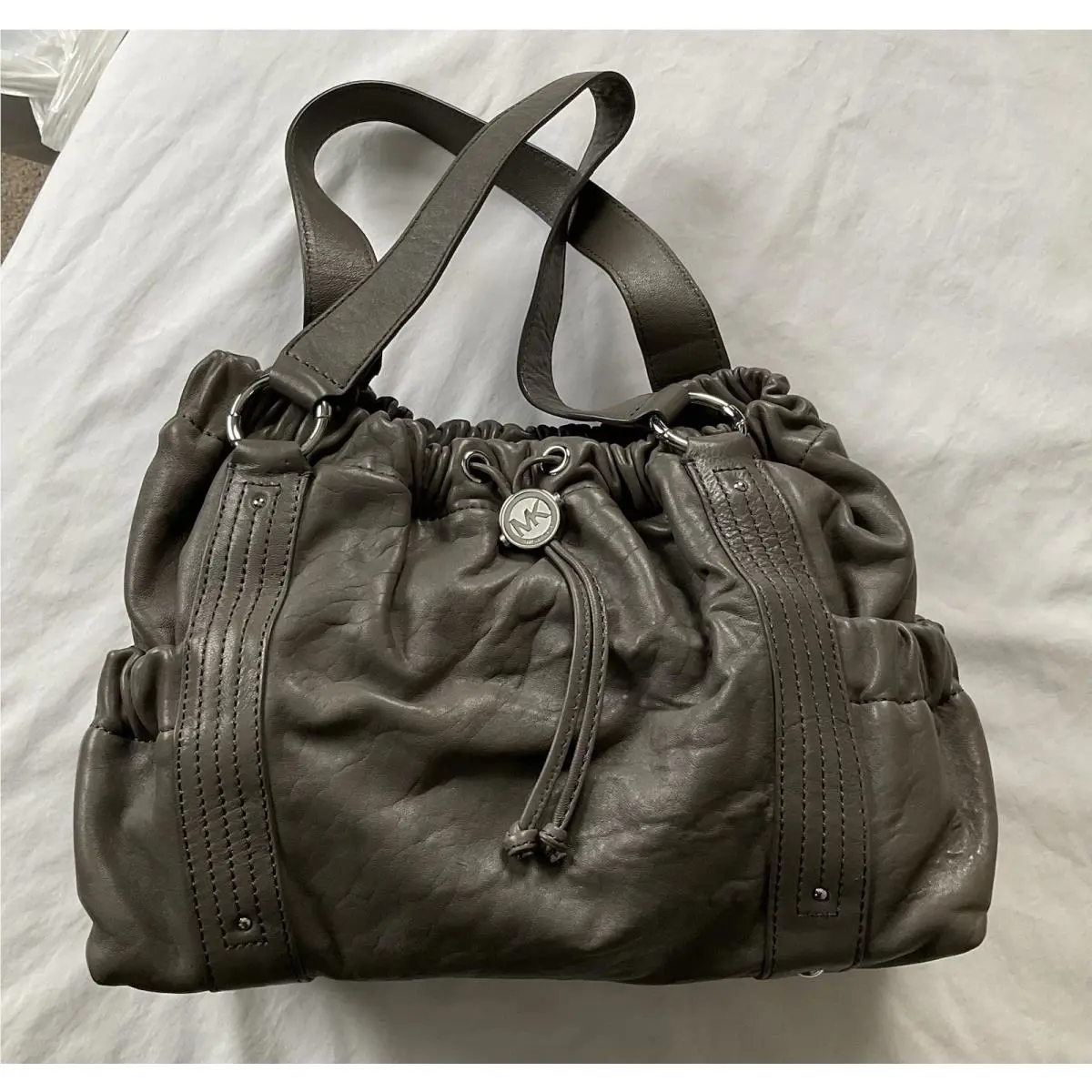 Michael Kors Charcoal Gathered Leather Tote