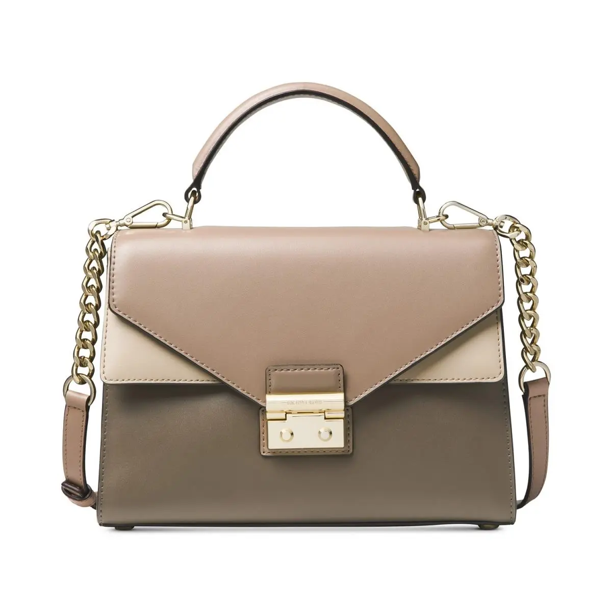 Michael Kors Mushroom Truffle Oat Leather Top Handle Sloan Satchel Crossbody Bag