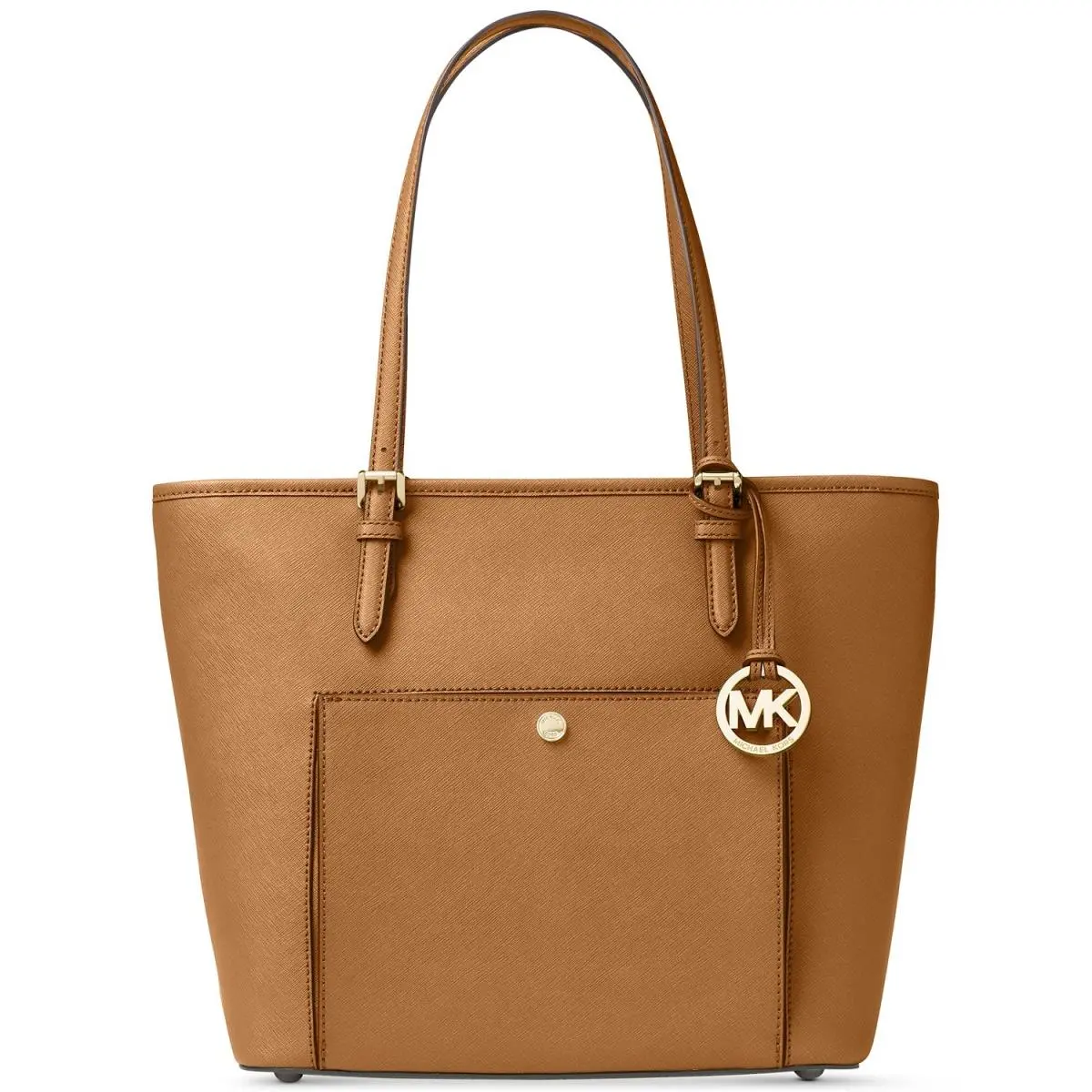 Michael Kors Jet Set Acorn Saffiano Leather Large Snap Pocket Tote Shoulder Bag