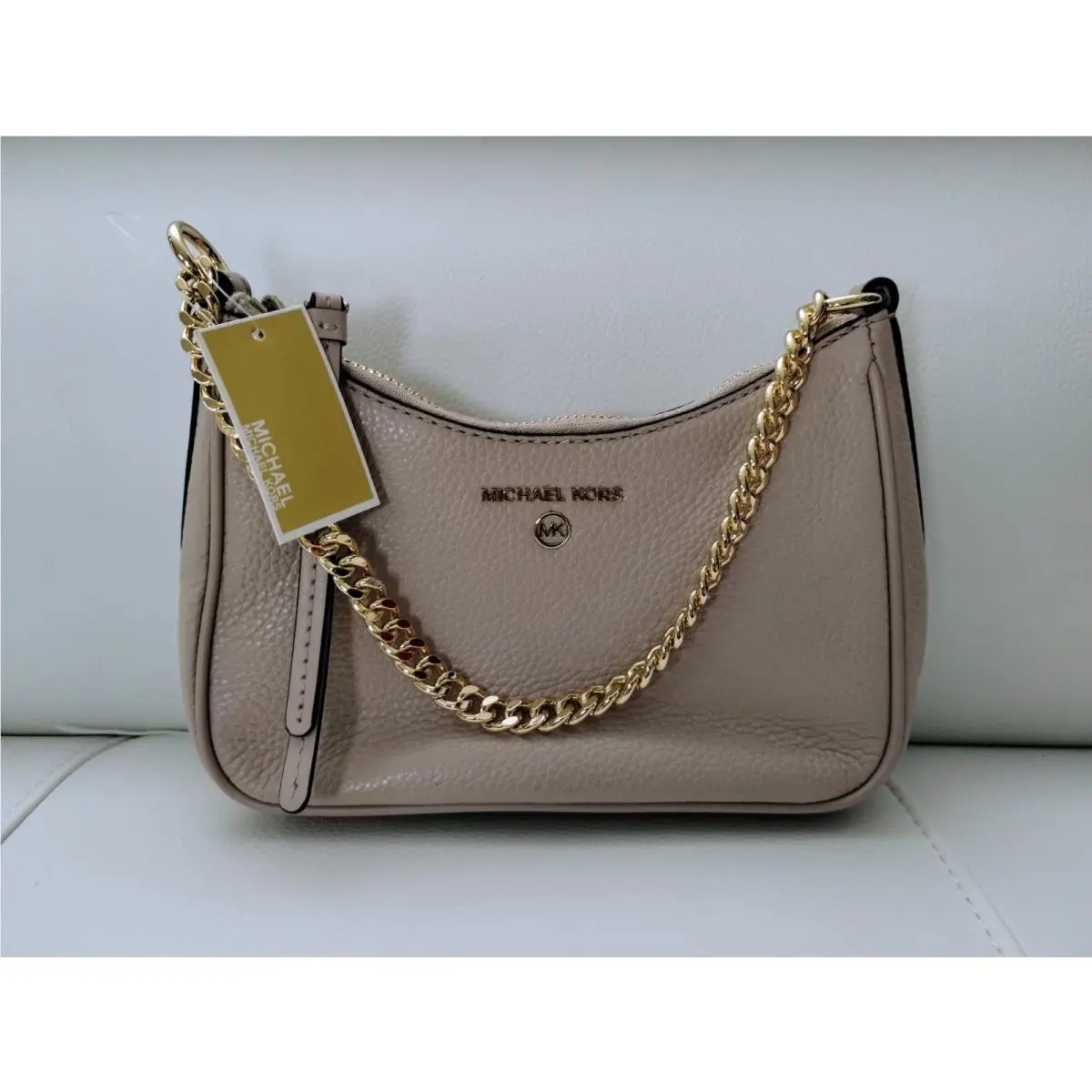 Michael Kors Sm Chain Pouchette Jet Set Charm Soft Pink Leather Shoulder Bag