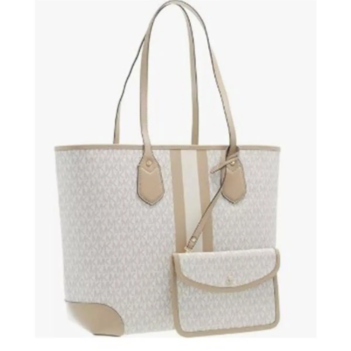 Michael Kors Carter Large Open Tote Bright White/multi Tote Bag