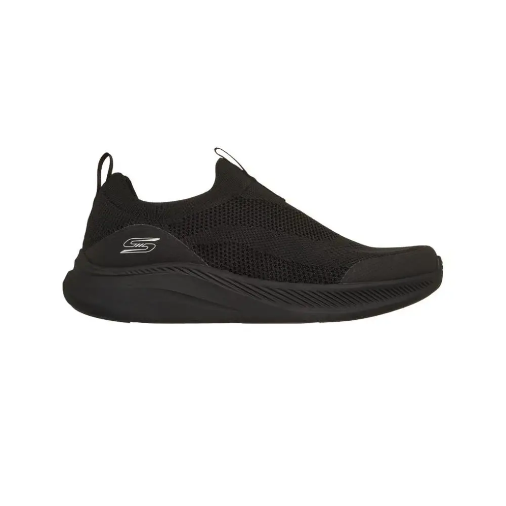 Skechers Men`s Bobs Moda Flex - Broad Acre Laceless Sneaker Black - Black