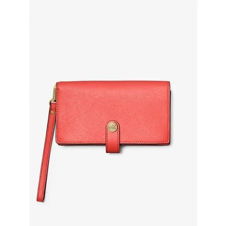 Michael Kos Wristlet Jet Set Small Saffiano Leather Sangira