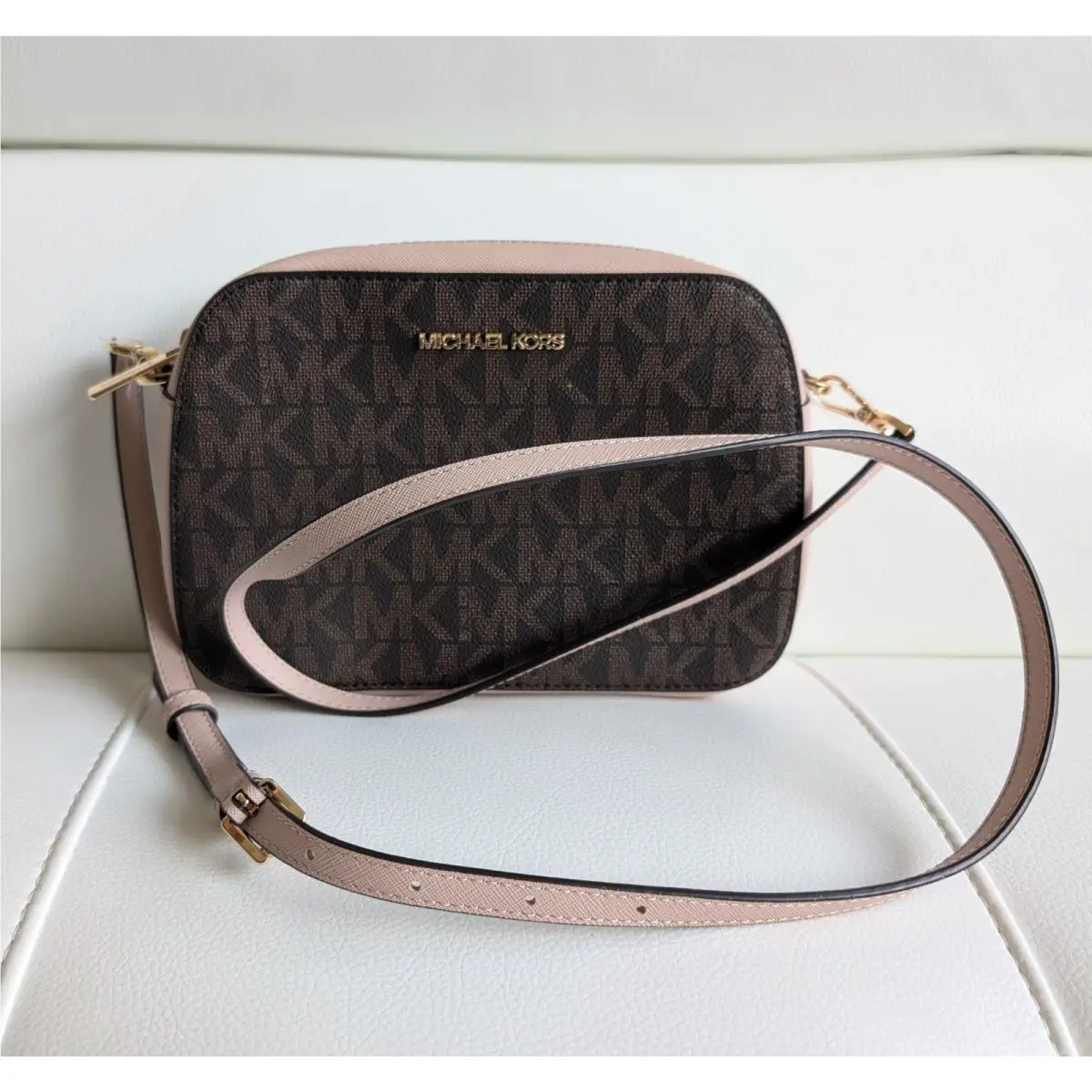 Michael Kors Houston 38s3609c98 Crossbody Brown/soft Pink