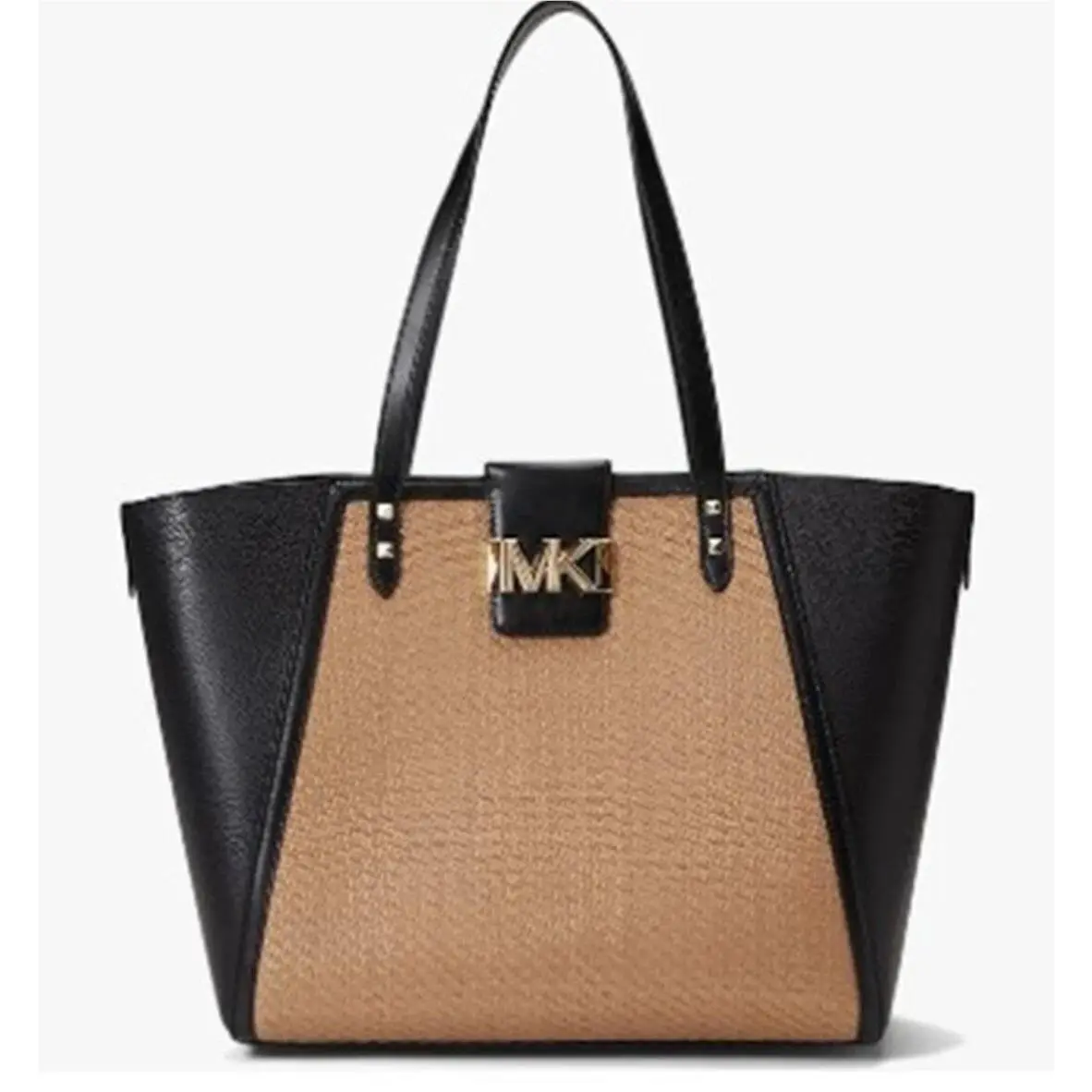 Michael Kors Karlie Large Tote Natural/black Tote Bag Handbag
