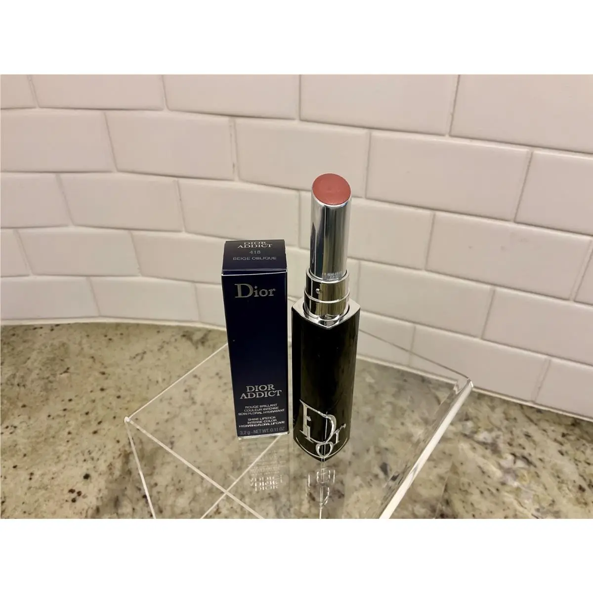 Addict Shine Lipstick Intense Color Hydrating Floral Lip Care 418 BEIGE OBLIQUE by Dior