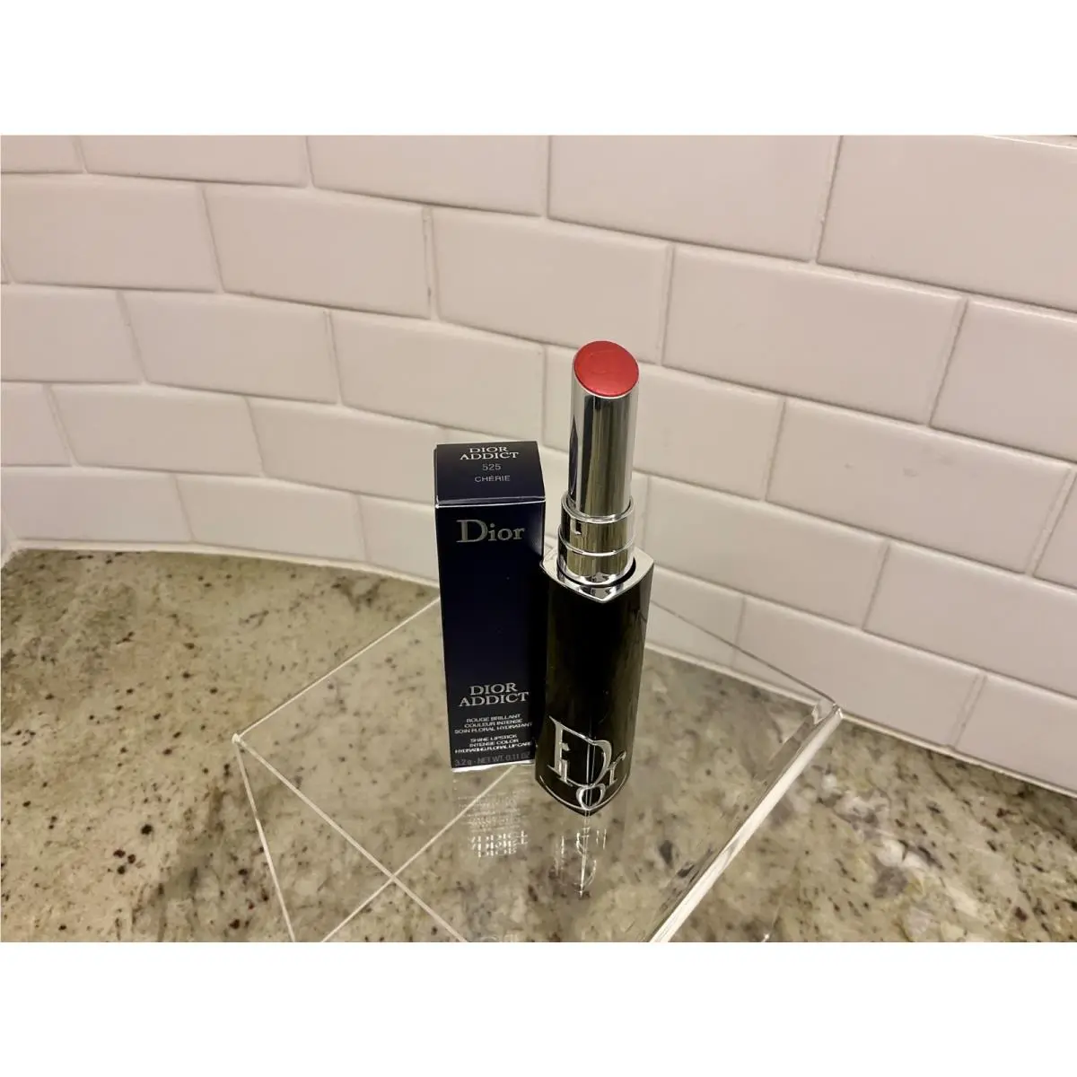 Addict Shine Lipstick Intense Color Hydrating Floral Lip Care 525 CHERIE by Dior