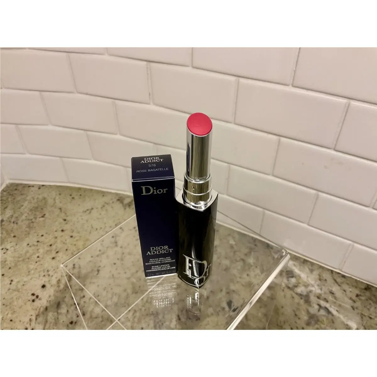 Addict Shine Lipstick Intense Color Hydrating Floral Lip Care 576 ROSE BAGATELLE by Dior