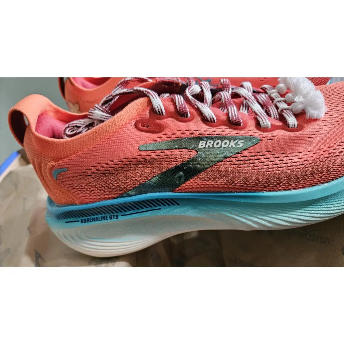 Brooks shoes - Adrenaline GTS 25 - Adrenaline GTS - 120548 1B 873 - Orange And Teal (UPC: 0195394924695) 0