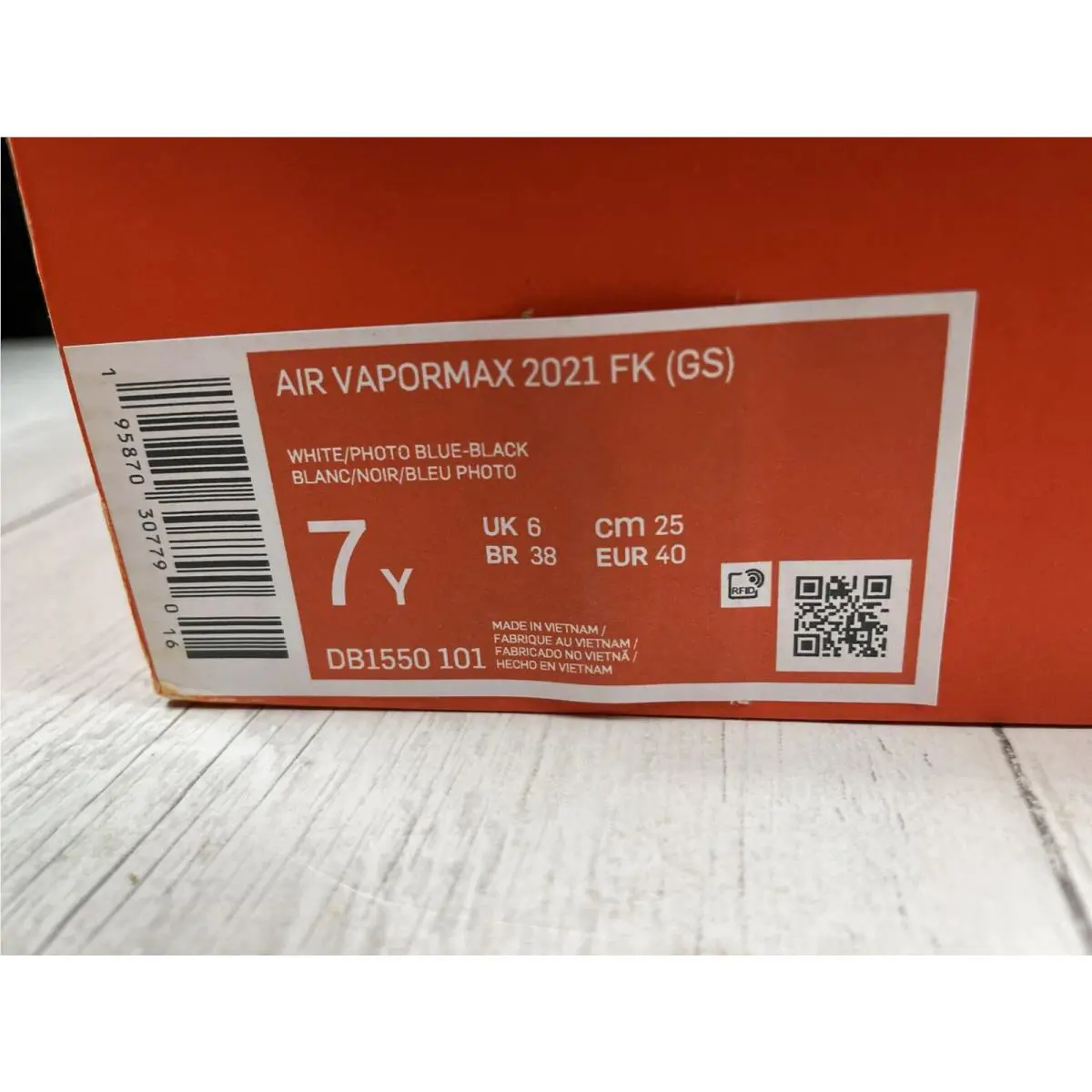 Nike shoes - Nike Air Vapormax 2021 FK (GS) - DB1550-101 - White, Photo Blue-Black, Manufacturer: 101 (UPC: 0195870307790) 10