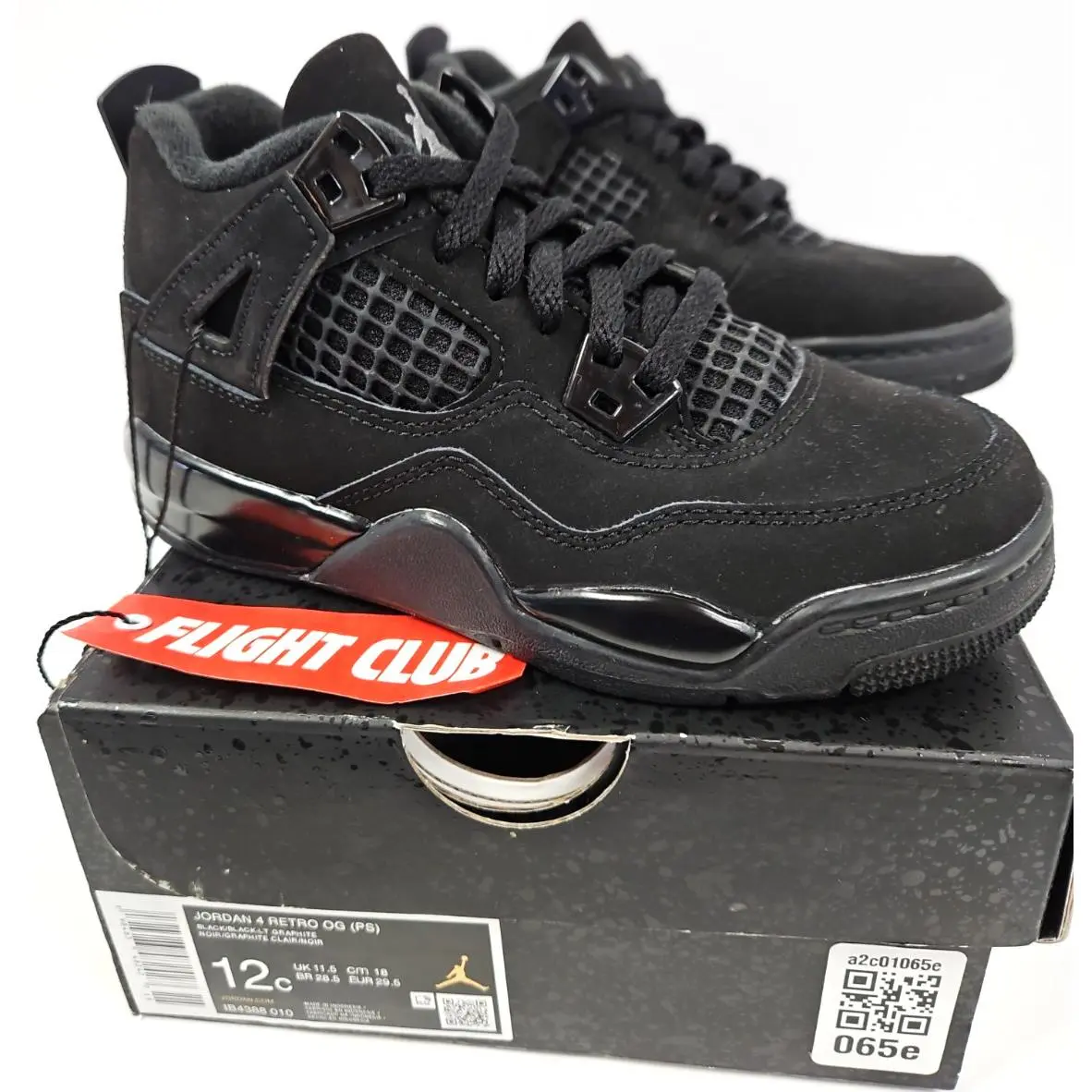 Nike Jordan 4 Retro OG PS Black LT Graphite IB4388 010 Size 12C