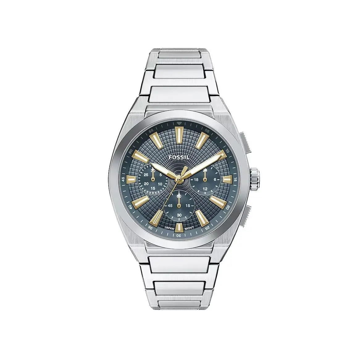 Fossil FS6154 Men`s Everett Stainless Steel Teal Blue Dial Chronograph Watch