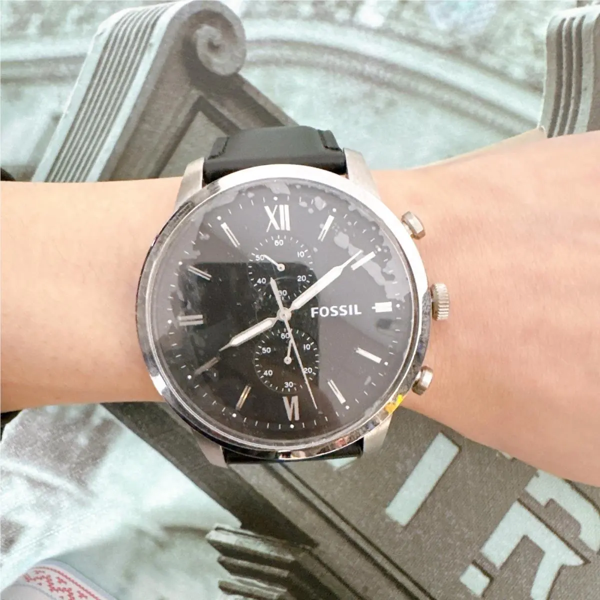 Fossil FS5548 Townsman Chronograph Black Leather Men`s Watch