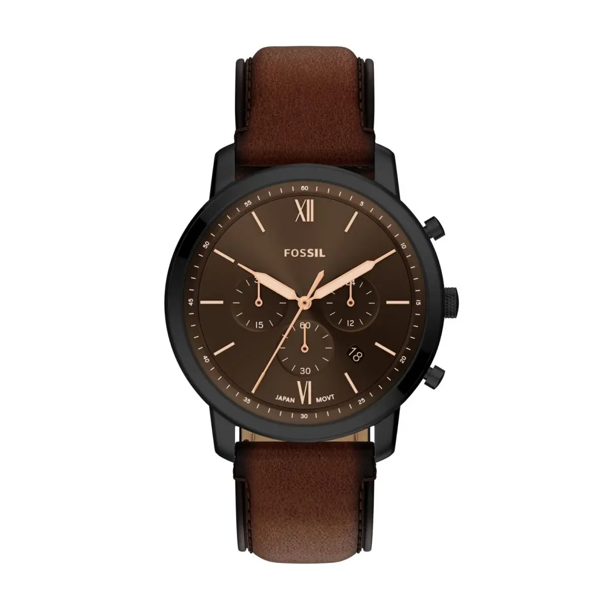 Men`s Neutra Chronograph Brown Leather Watch 44MM Leather/black by Fossil