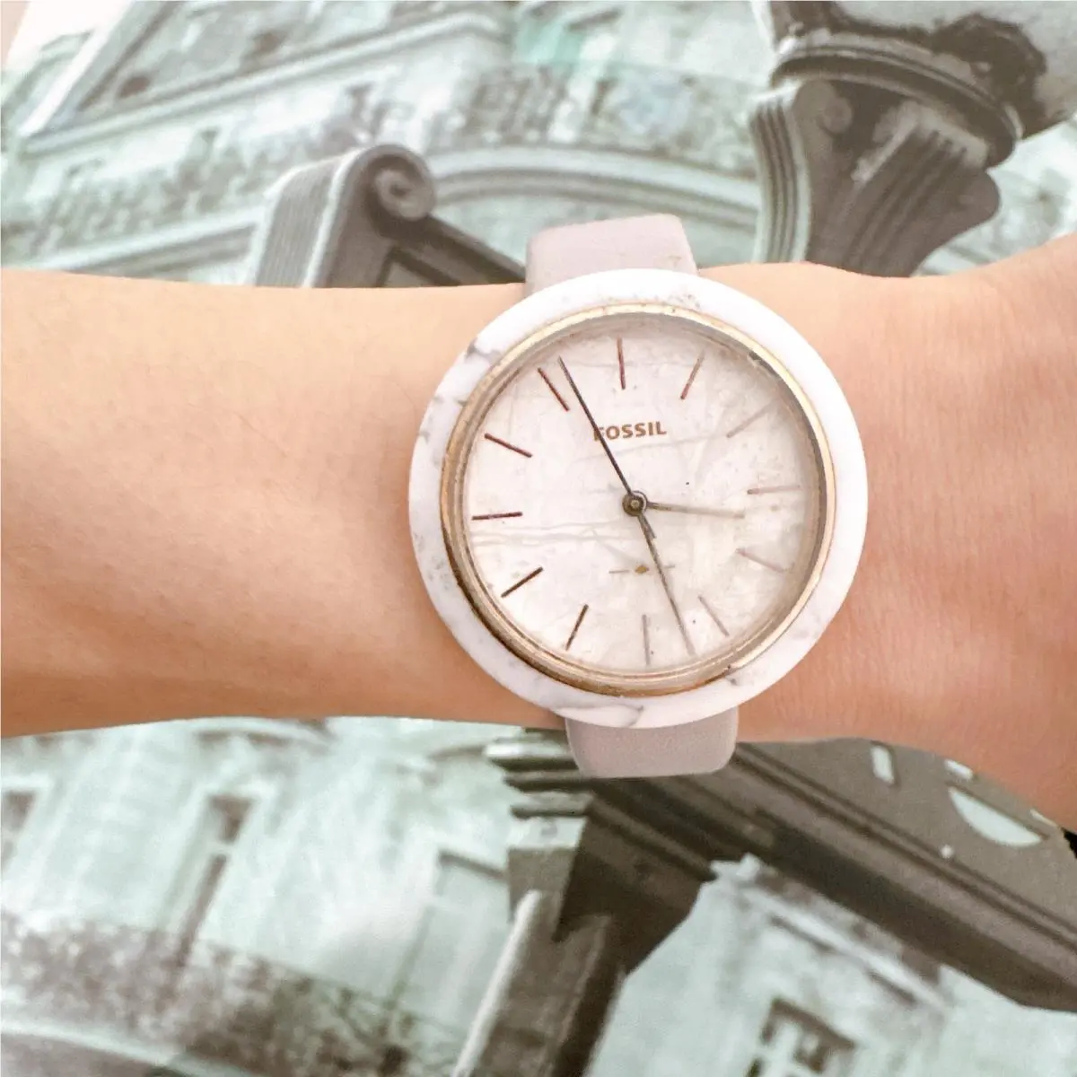 Fossil ES4381 Camille White Dial Grey Leather Women`s Watch