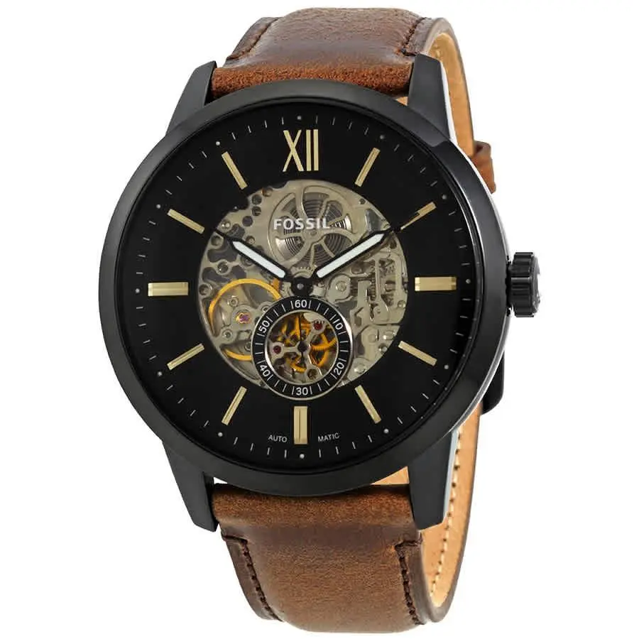 Fossil Townsman Automatic Black Skeleton Dial Men`s Watch ME3155