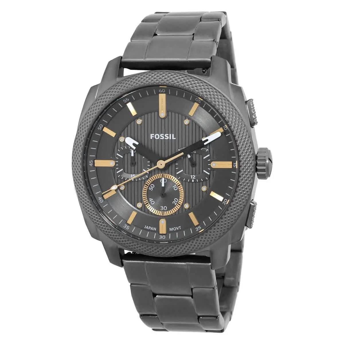 Fossil Machine Chronograph Quartz Gunmetal Dial Men`s Watch FS6160 - Dial: Gunmetal, Band: Gunmetal, Bezel: Gunmetal