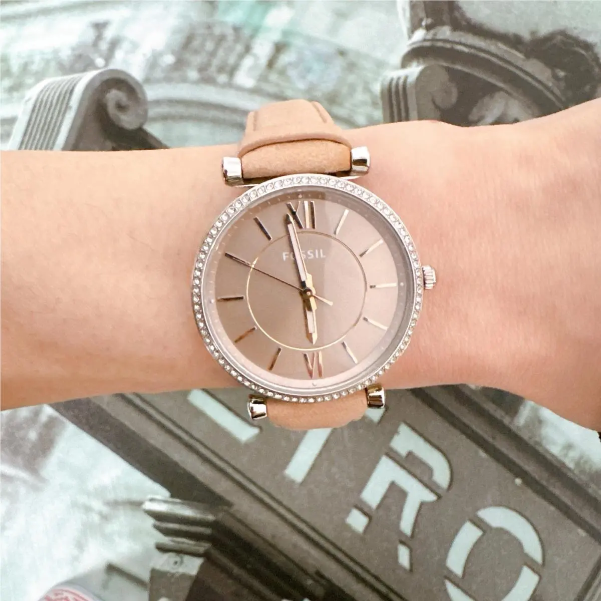 Fossil ES4343 Carlie Three-hand Sand Leather Watch