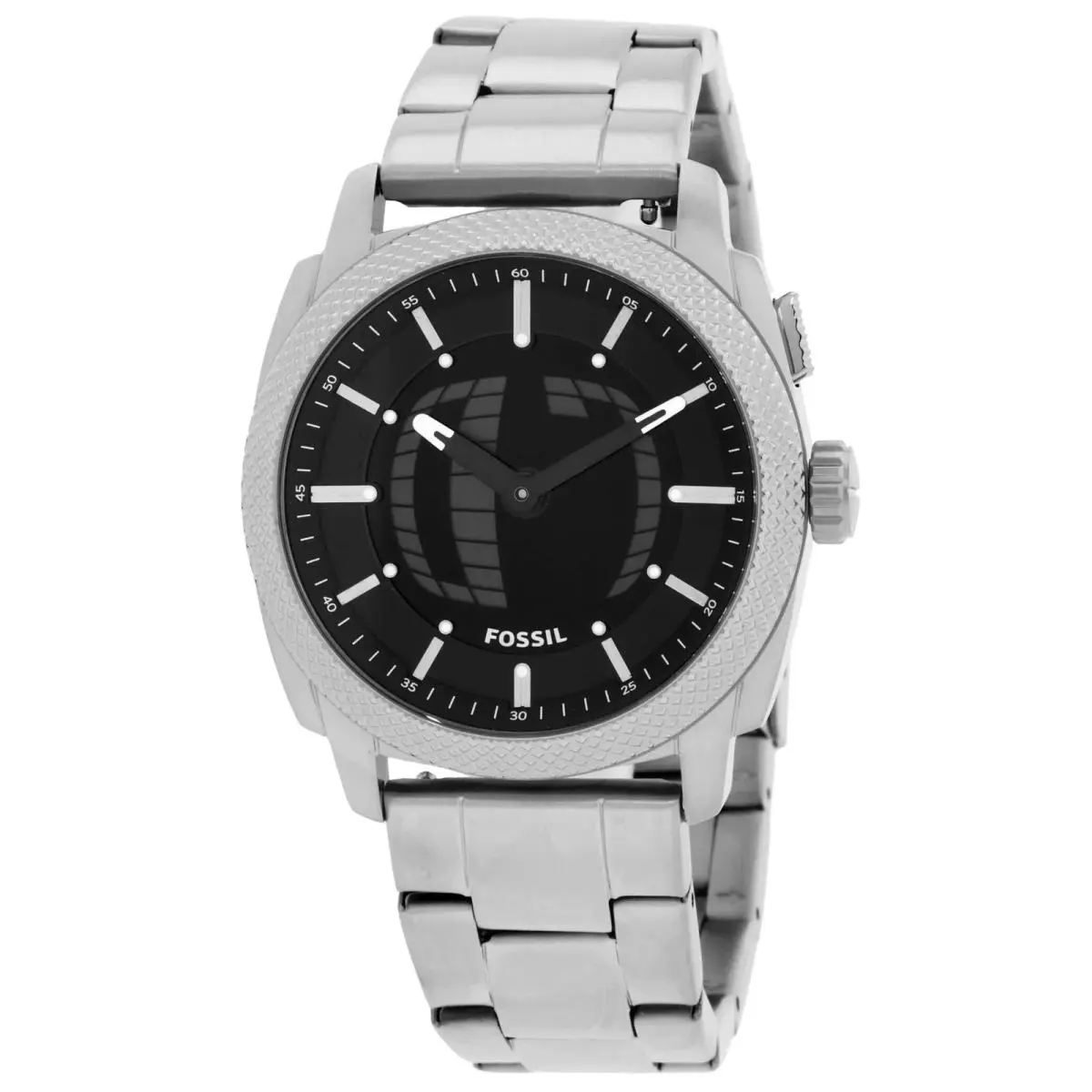 Fossil Machine Big-tic Quartz Analog-digital Black Dial Watch FS6155 - Dial: Black, Band: Silver-tone, Bezel: Silver-tone
