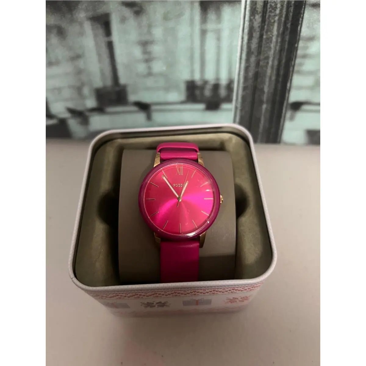 Fossil BQ3589 Cambry Pink Rose Dial Pink Rose Leather Strap Ladies Watch