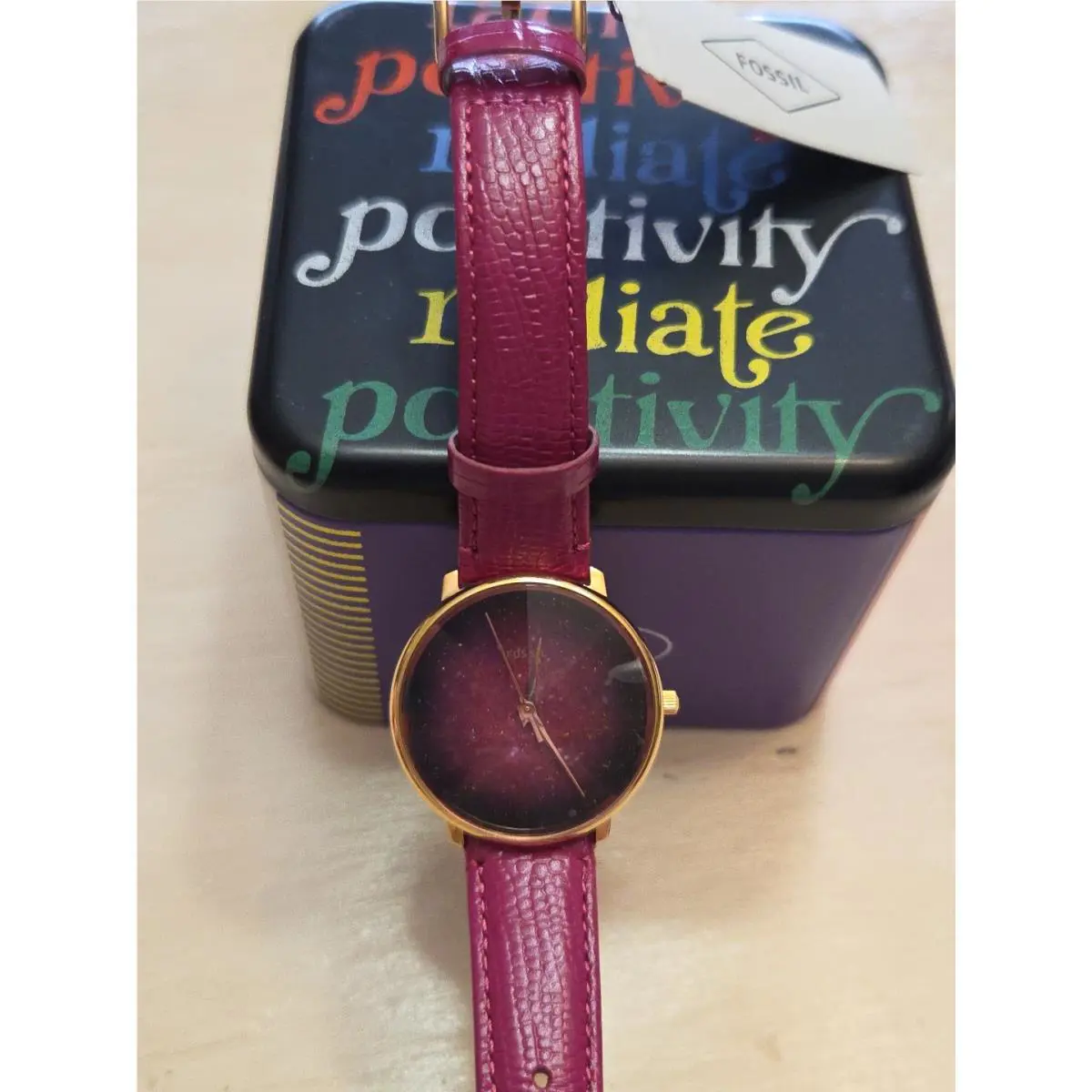 Fossil Womens Watch Leather Band Gold Tone