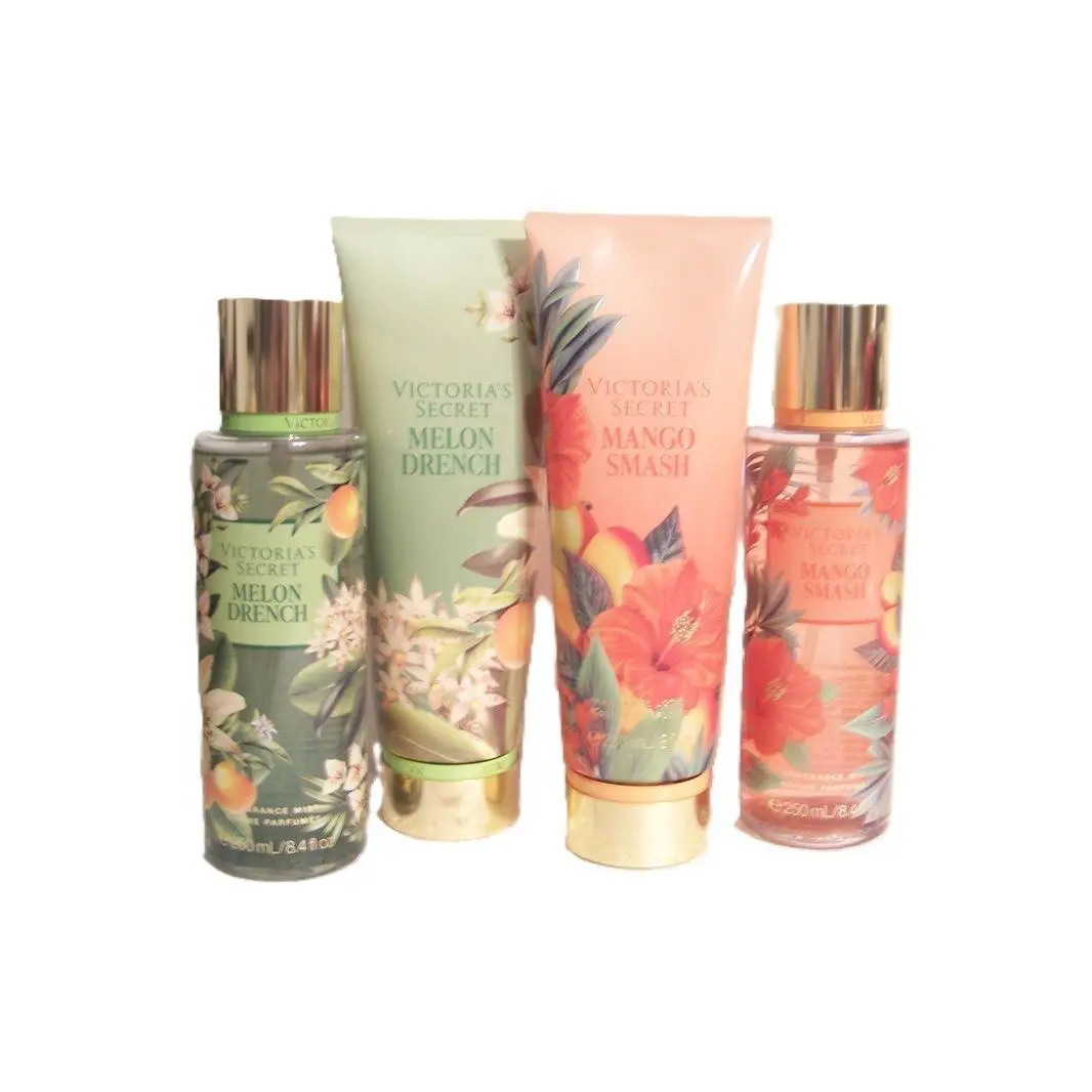 Victoria`s Secret Melon Drench Mango Smash 4 Piece Fragrance Set Lotion Mist - Multicolor