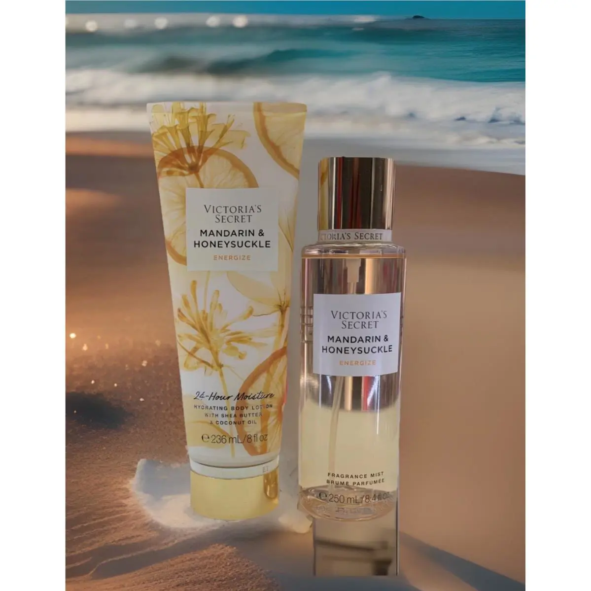 Victoria`s Secret Mandarin Honeysuckle Body Mist Body Lotion Set 8oz Each